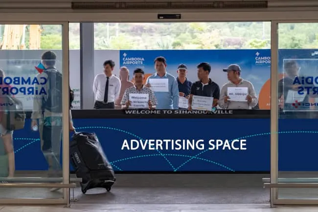 Banner at baggage claims at Cambodia Airports